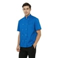 thumbnail image 2 of Toptie Short Sleeve Chef Coat Jacket Royal Blue Lightweight Button Chef Uniform, 2 of 7