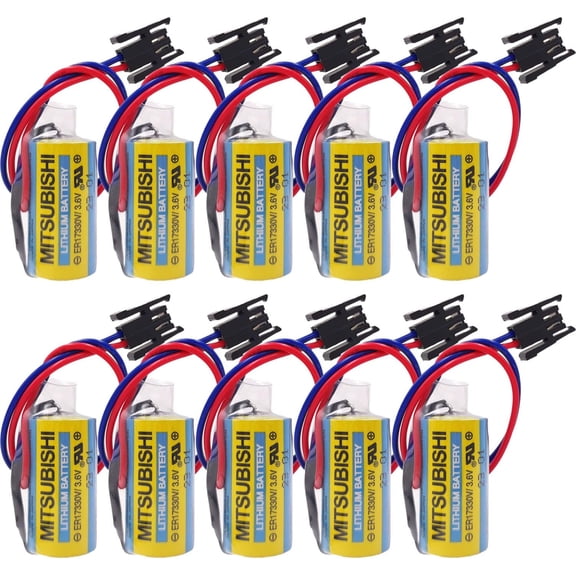 (Pack of 10) 1700mAh MR-BAT ER17330V 3.6V A6BAT PLC Lithium Industrial Battery for FANUC CNC System