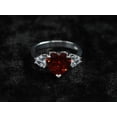 thumbnail image 4 of 10 mm Unique Vintage Ruby Wedding Ring, Heart Cut Red Gemstone Sterling Silver Ring, July Birthstone Ring, Three Stone Ring, Gift for Wife, 4 of 4