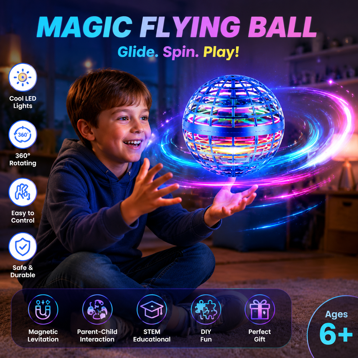 Flying Orb Ball Toys,Hover Orb,Cosmic Globe Boomerang Hover Ball,Galactic Fidget Spinner,Hand Drone Orbit,Cool Toys Gift for Kids