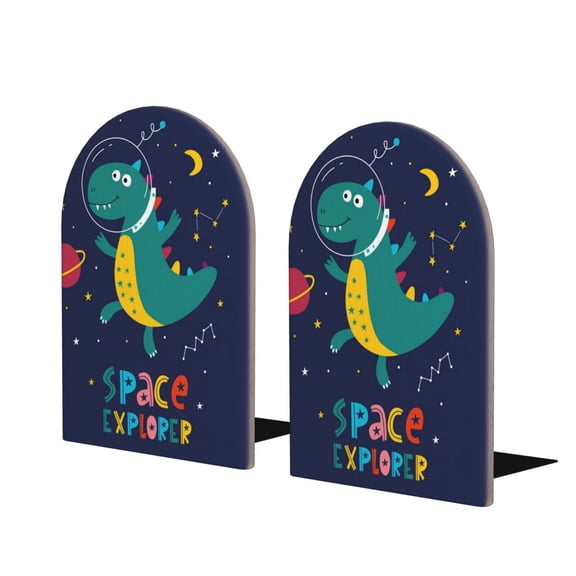 Naloa Dinosau Space Explorer 2 Pcs Bookend Large Capacity Office Book Ends for Home Office Library School Study Decoration