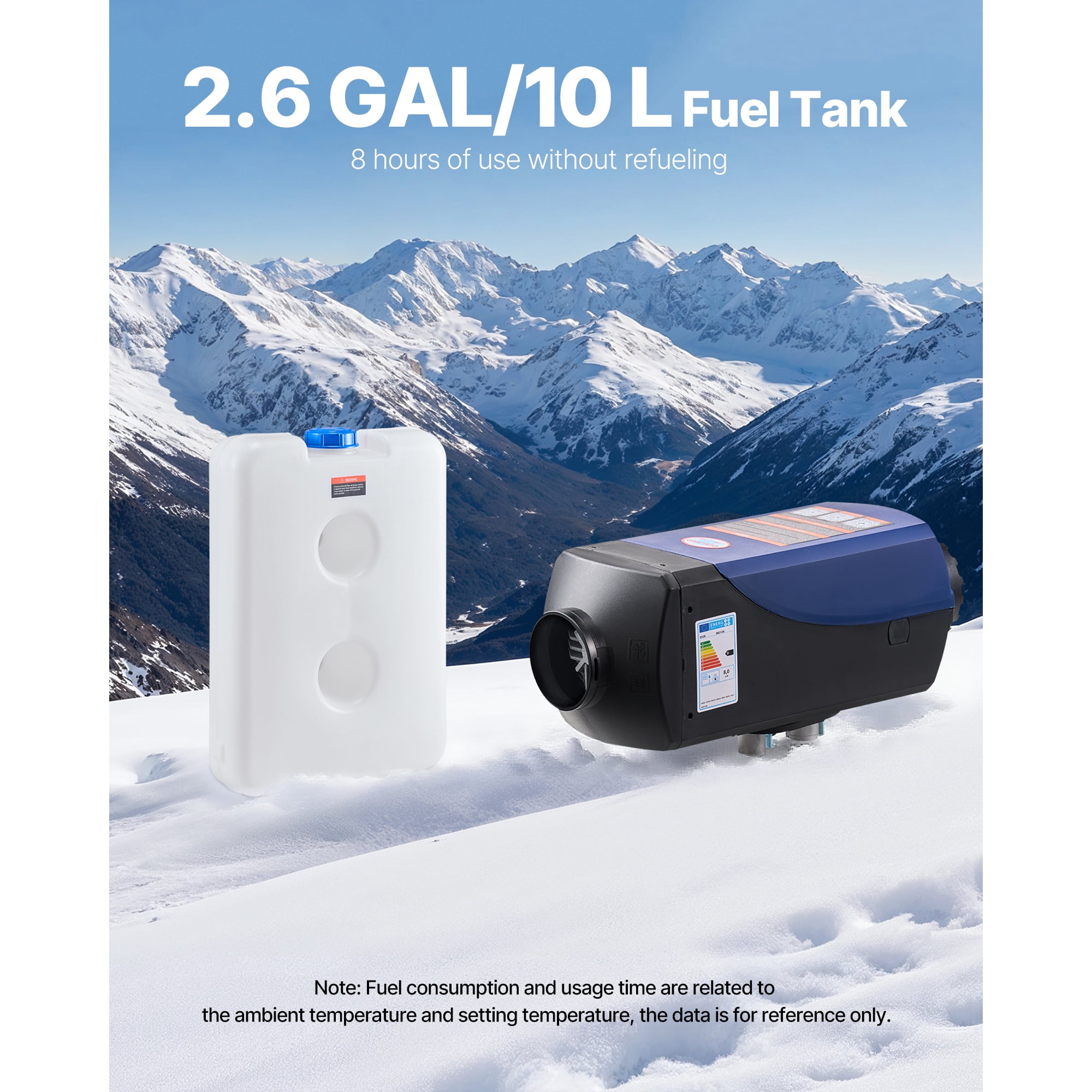 KFFKFF Portable Diesel Air Heater, 8KW, DC 12V/24V, Compact Heater with Remote Control and LCD Display, Efficient Heating, Quiet Operation, 2.6 Gal Fuel Tank for Cars, Vans, RVs, Campers, and Trucks