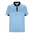 thumbnail image 4 of POTETI Mens Polo Shirt Casual Collared Short Sleeve Shirts Solid Patchwork Loose Tops, 4 of 6