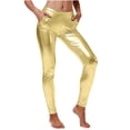 thumbnail image 3 of UVEASISHA Women's Faux Leather Leggings High-Waisted Stretchy Athletic Tights Night Out Fashion Events Carnival Party Skinny Pants with Pockets Rose Gold M, 3 of 7