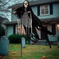 thumbnail image 4 of Joyfy 7.8 Ft(93.6 in) Halloween Grim Reaper Decorations Outdoor, Rotatable Flying Scream Scarecrow Skeleton Ghosts Decor for Graveyard Haunted House Props, Garden, Porch, Yard Lawn, 4 of 6
