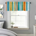 thumbnail image 3 of Curtain Valance for Windows, Blue Yellow Green Stripes Kitchen Valances Rod Pocket Short Curtains, Colorful Vertical Stripes Window Valance for Bedroom Bathroom Living room 42x12in, 3 of 9