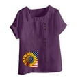 thumbnail image 4 of Gamivast Women Summer Cotton Linen Shirts Embroidered Floral Casual Blouse Tunic Tops Loose Fit Ladies Boho Tops Purple XXXXXL Womens Plus Size $5 at, 4 of 4