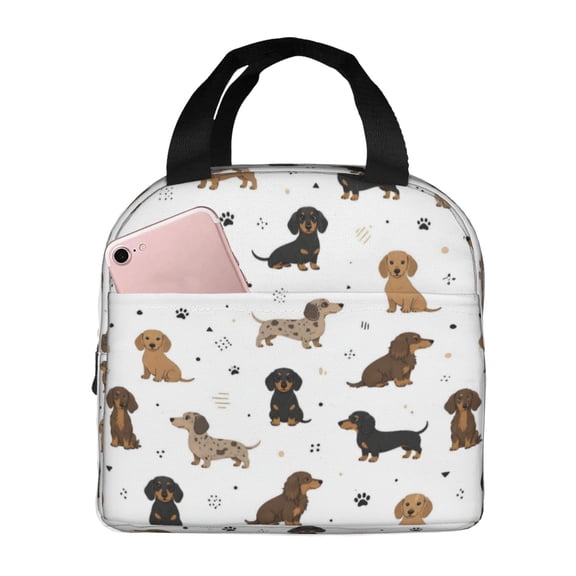 Dachshund Dog Lunch Bag Reusable Thermal Lunch Box with Handle for Women and Men