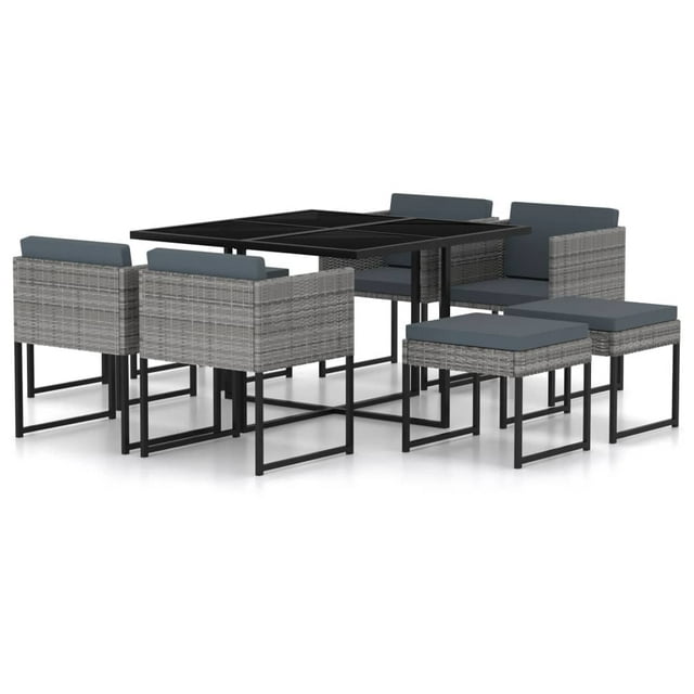 vidaXL Ensemble de Salle à Manger de Patio Ensemble de Mobilier Table et Chaises d'Extérieur en Rotin Poly