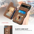thumbnail image 5 of SaniMore for Google Pixel 7 Pro Wallet Case, [RFID Blocking] Elastic Card Slot Vehicle Magnetic PU Leather Ring Holder & Lanyard Stand Money Pocket Protective Cover for Google Pixel 7 Pro, Brown, 5 of 12