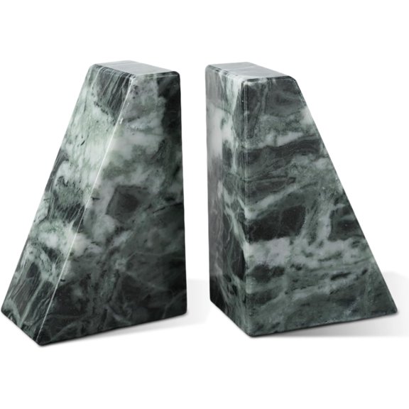 Koville Marble Bookends for Shelves, Large Bookends for Heavy Books, Non-Slip Heavy Duty Book Stopper for CD/Movies, Aesthetic Decorative Book Ends for Bookshelf Table Home Decor