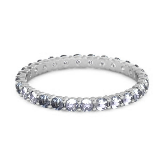 Full Eternity 3 Cts Tanzanite 925 Sterling Silver Stacking Bridal Women Valentines Day Gifts Ring