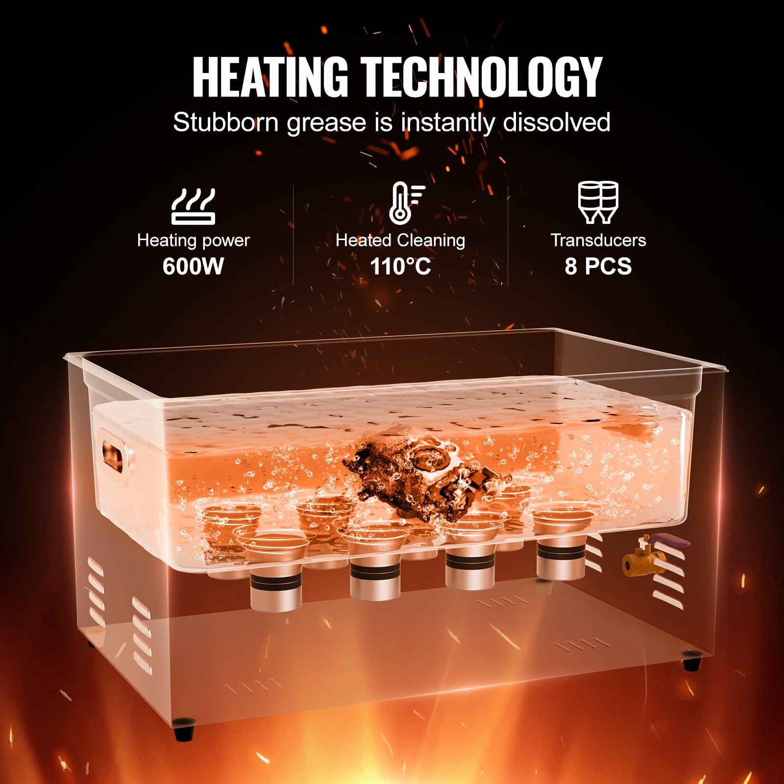 VEVOR 22L Ultrasonic Cleaner with Heater Timer & Basket, Professional Digital Sonic Cavitation Machine, 480W Cleaning Machine for Lab Tools, Metal Parts, Carburetor, Brass, Auto Parts, Engine Parts