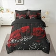 thumbnail image 2 of Manfei 3D Red Rose Bedding Comforter Set 7-Piece, Flower Floral King Bedding Sets, Romantic Couple Valentines Day Reversible Bed Sheets, Super Cozy Room Decor, 2 of 7