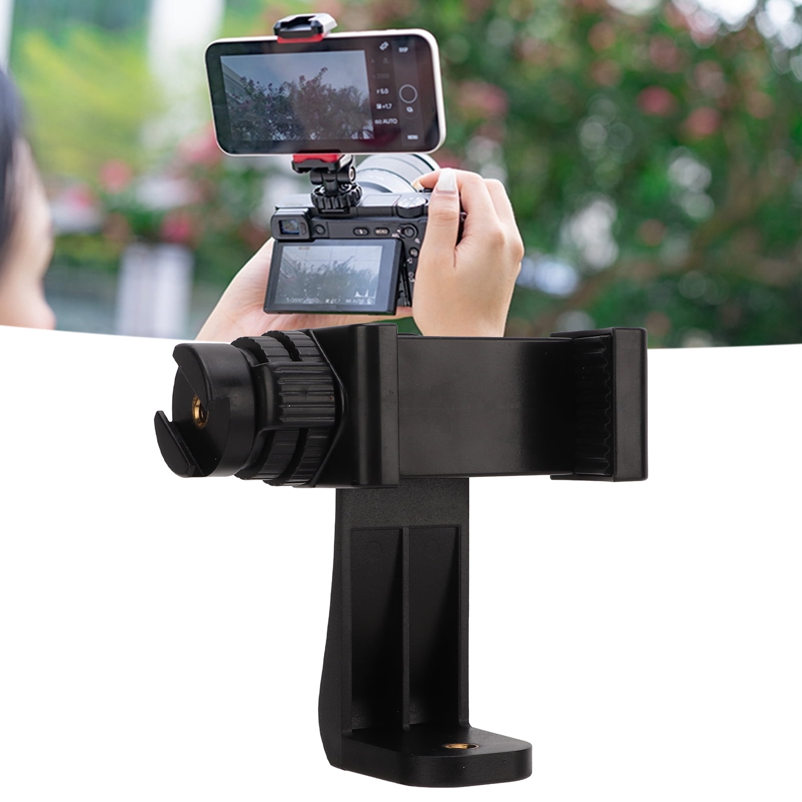 Crtynell Hot Shoe Phone Holder Universal 1/4 Screw Interface 360 Degree