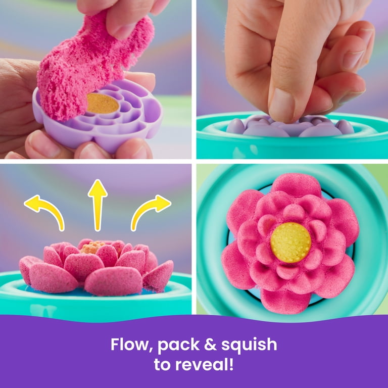 Kinetic Sand SquishBlossom Blooming Flower 8oz Neon Pink Yellow