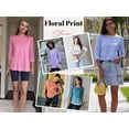 thumbnail image 4 of Zeagoo Women's 3/4 Sleeve Tunic Top Dressy Crew Neck Floral Print Tshirts Casual Basic Blouse Cute Work Tops, 4 of 4