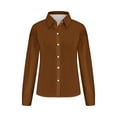thumbnail image 5 of Lovskoo Long Sleeve Shirts for Women Button Down Shirt Casual Print T-Shirts Single Breasted Fall Spring Loose Shirt Tops Blouse Brown, 5 of 5