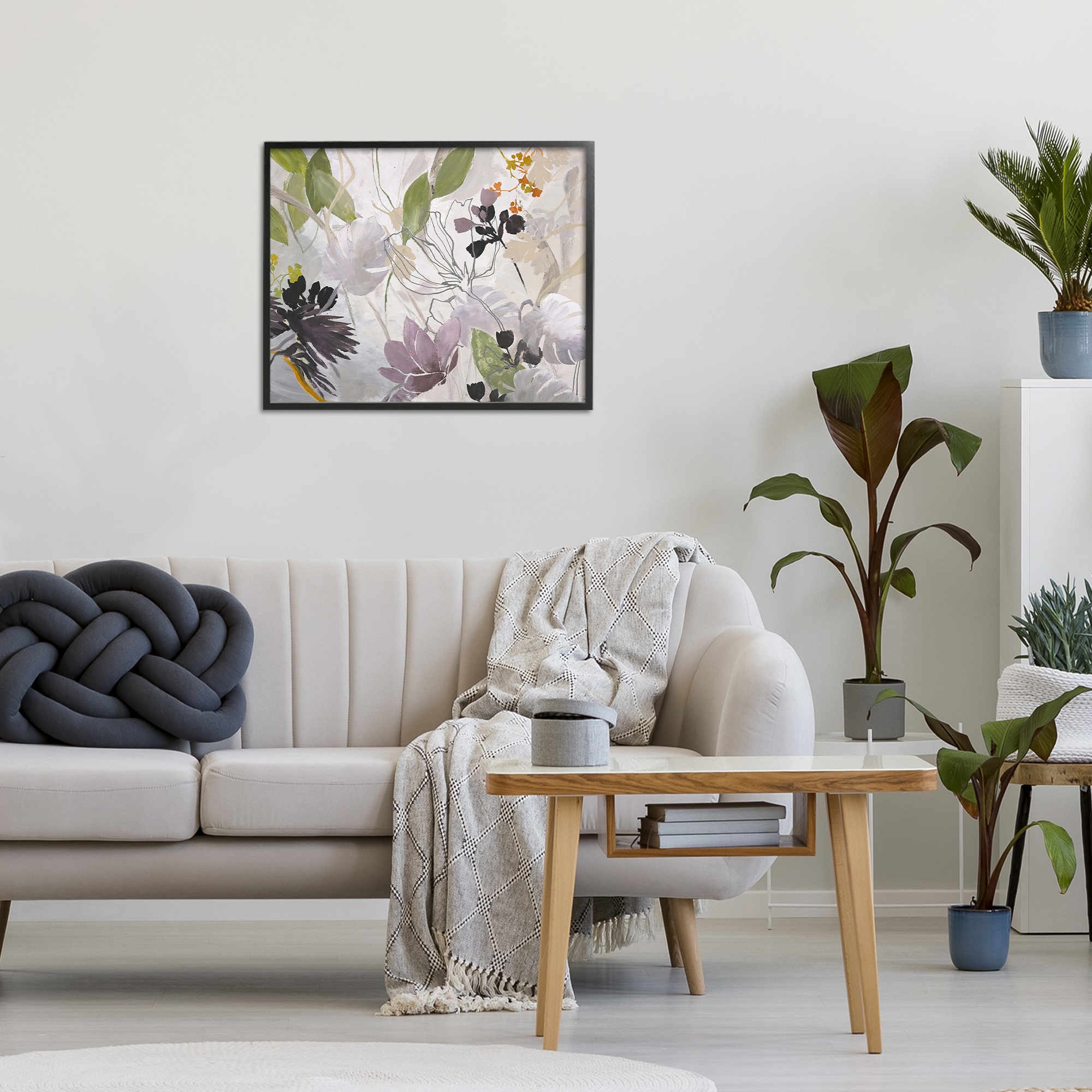Soft Spring Organic Flora Black Framed Giclee Art, design by Design Fabrikken