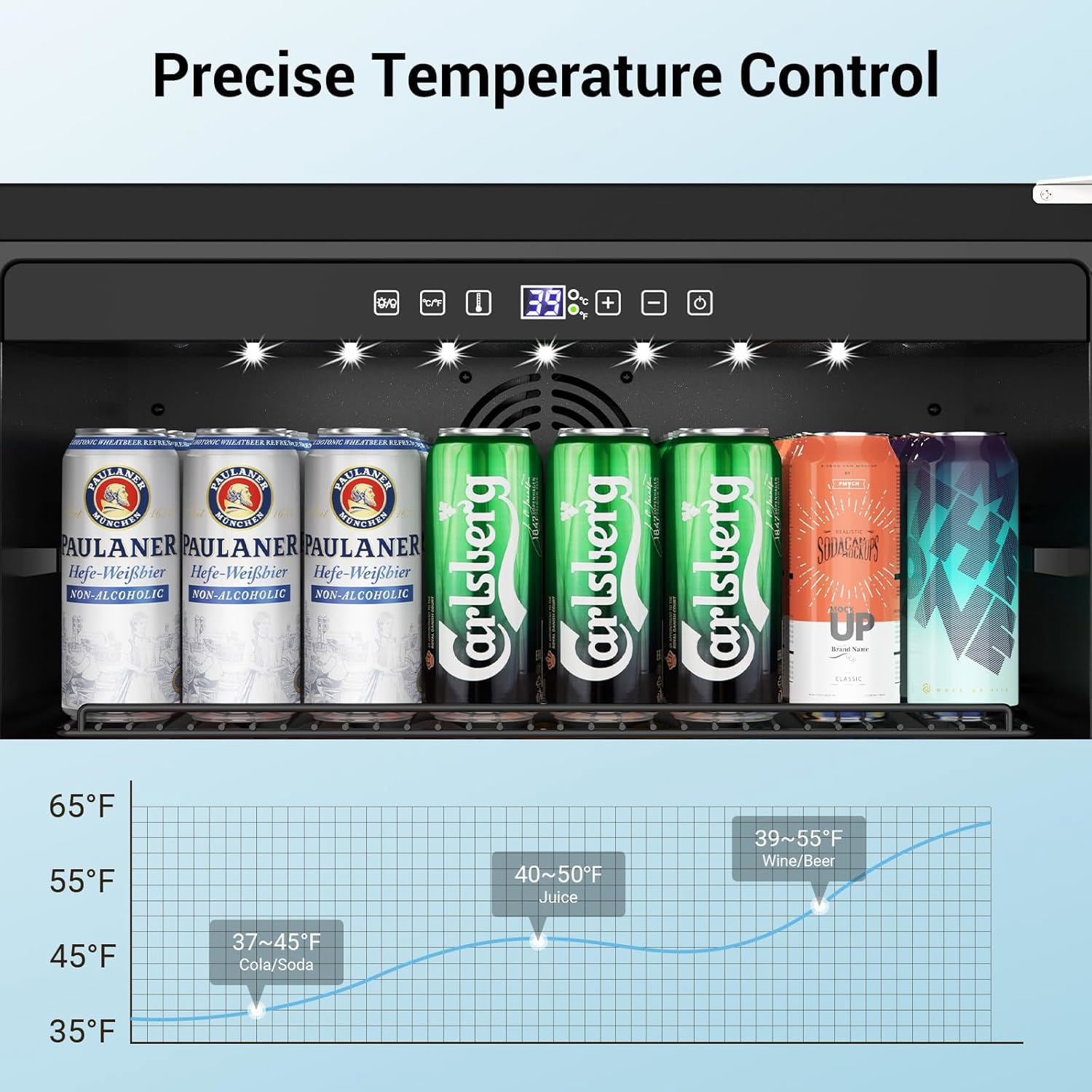 Joreek 24 Inch Beverage Refrigerator & Cooler Under Counter with Safty Lock Outdoor Patio Fridge for Drinks, Soda, Beer, Wine, 37～65°F Adjustable Temperature & Memory
