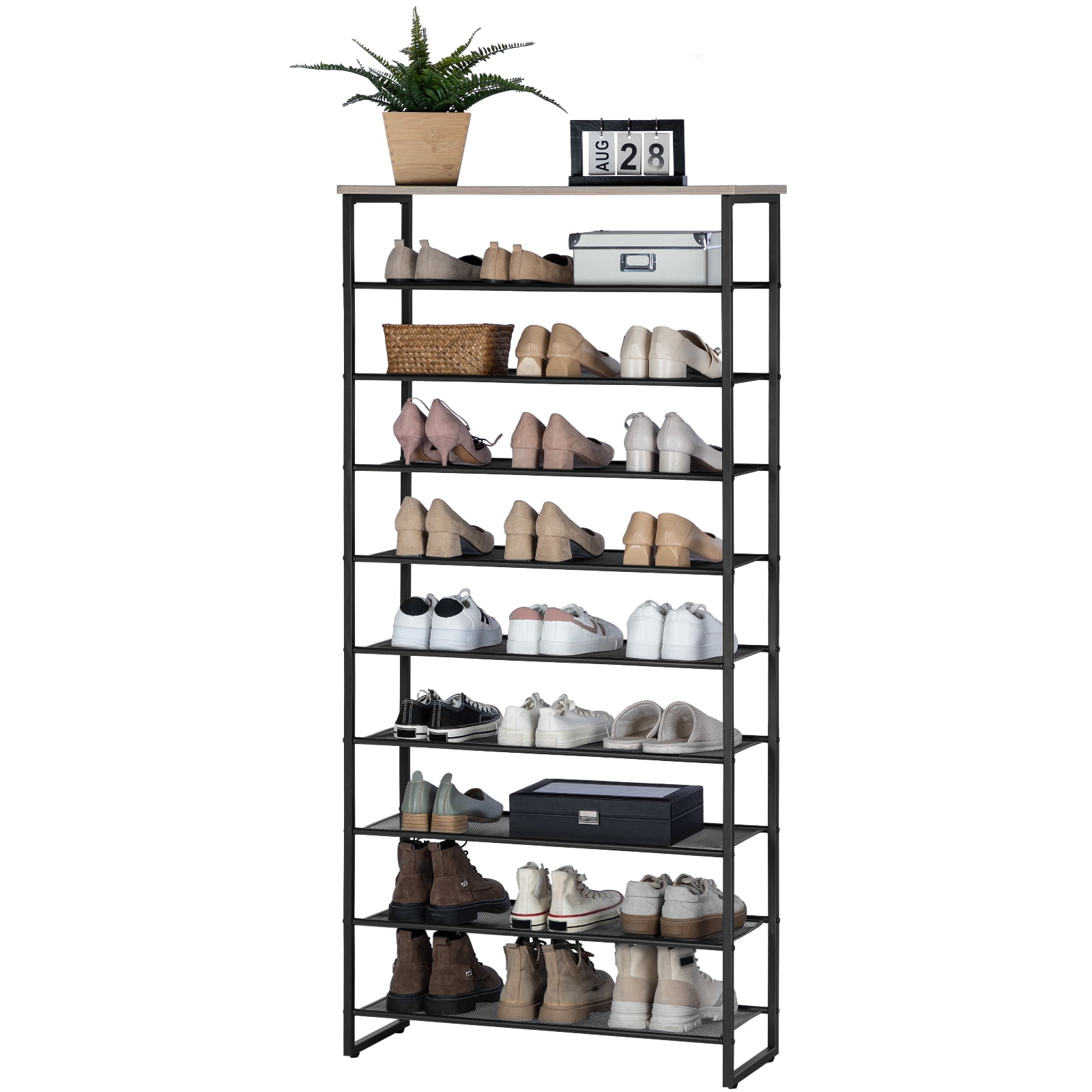 HOOBRO 10-Tier Shoe Rack Shoe Storage Organizer Shelf for 27-36 Pairs of Shoes Entryway Hallway Dorm Room Bf107xj01, Size: 29.5’’ Large x 11.2’’ W x