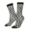 thumbnail image 1 of Balery Black White Stripes Calcetas Largas con Estampado para Hombre y Mujer – Suaves y Transpirables, Talla Única (US 5-11), 1 of 6
