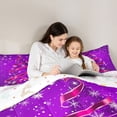 thumbnail image 4 of Manfei Winter Purple Xmas Tree Bedding Comforter Set 7 Pieces for Kids, Cartoon Glitter Snowflake Full Bedding Set, Western Winter Christmas Reversible Fitted Sheet Flat Sheet, Super Cozy Room Decor, 4 of 7