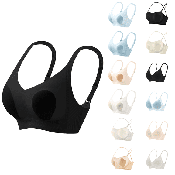 Ahuyic Womens Bra,Summer Plus Size Bra,Womens Thin Comfortable Breathable Soft-supported Sag-proof Steel-free And Seamless Underwear Daily Bra,Beige,M