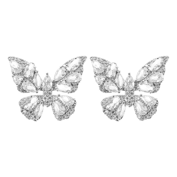 NIAIZEK 1Pair Butterfly Clip on Earrings Rhinestone Ear Cuffs Lightweight Alloy Statement Jewelry
