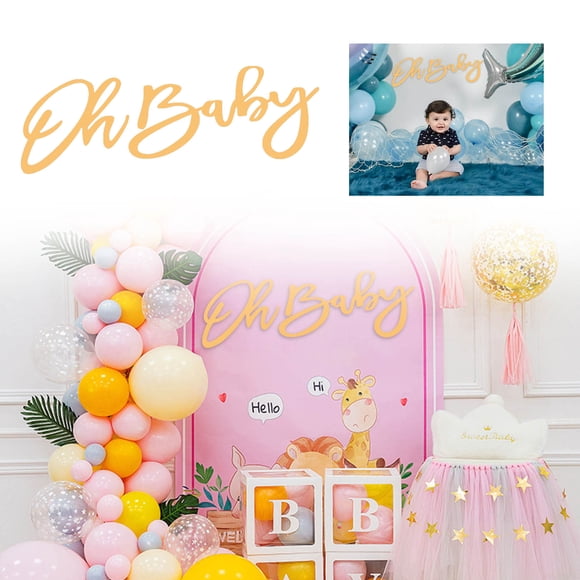 Wooden Logo Gold Painted Party Banner Suitable For Boys/girls Decoration Gender Revealing Background Party Photography Background Glow in The Dark for Ceiling Toddler Room Wallpaper Wall Stickers for