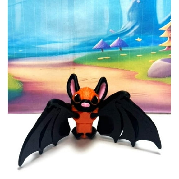 Articulated Bat, 3D Printed Bat, Cinderbat for Halloween Decor, Black and Orange Spooky Poseable Trick or Treat Bats