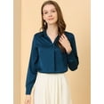 thumbnail image 3 of Camisa de trabajo de manga larga con blusa elegante con cuello en V de oficina para mujer Azul profundo S INSPIRE CHIC Camisa, 3 of 6