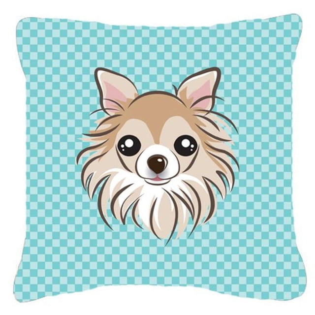 Carolines Treasures BB1189PW1818 Checkerboard Blue Chihuahua Fabric Decorative Pillow- 18 x 18 In.