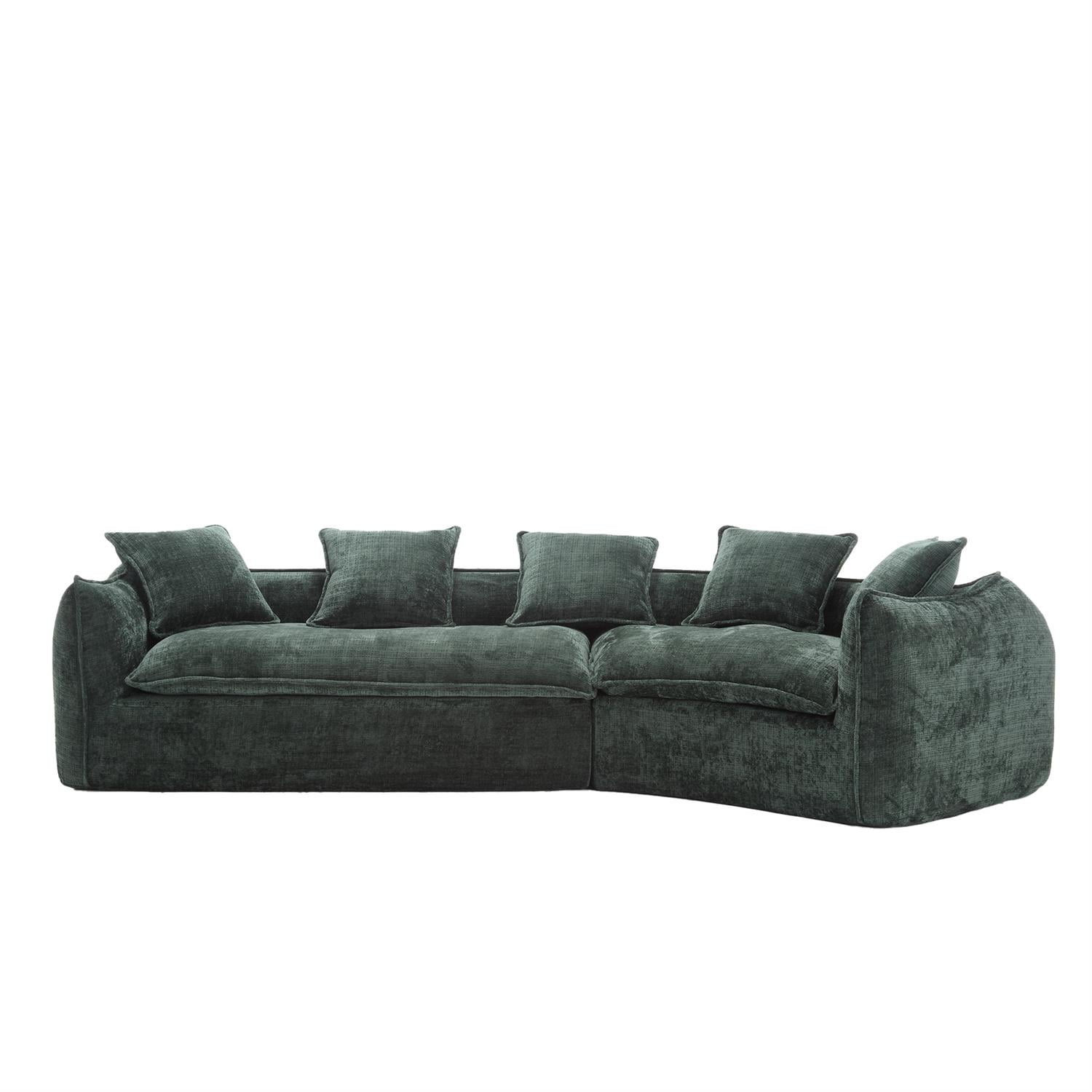 Demi Bonn 125" Modern Modular U-Shaped Sectional Sofa, Spacious 5-Seat Chenille Fabric Couch with Plush Pillows for Living Room, Minimalist Cloud-Style, Green