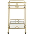 thumbnail image 2 of SAFAVIEH Elspeth Glam Style 2 Tier Rectangle Bar Cart, Gold/Mirror, 2 of 10