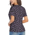 thumbnail image 3 of Xecao Bat Purple for Women's V-Neck T-Shirts-Elegant Half-Sleeve Tops Perfect for Summer-Small, 3 of 5