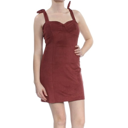 - FREE PEOPLE Womens Brown Ribbed Square Neck Mini Cocktail Dress Size: M