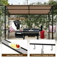 thumbnail image 3 of SAZYY 7ft Grill Gazebo, Patio Barbecue Canopy with Serving Shelf and Storage Hooks, Curved Grill Shelter w/Heavy-Duty Steel Frame Sunshade Gazebo for Outdoor Garden, Coffee, 3 of 8