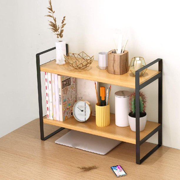 Small Desk Shelf Organizer with Tiers Desktop Organizer Shelf Office