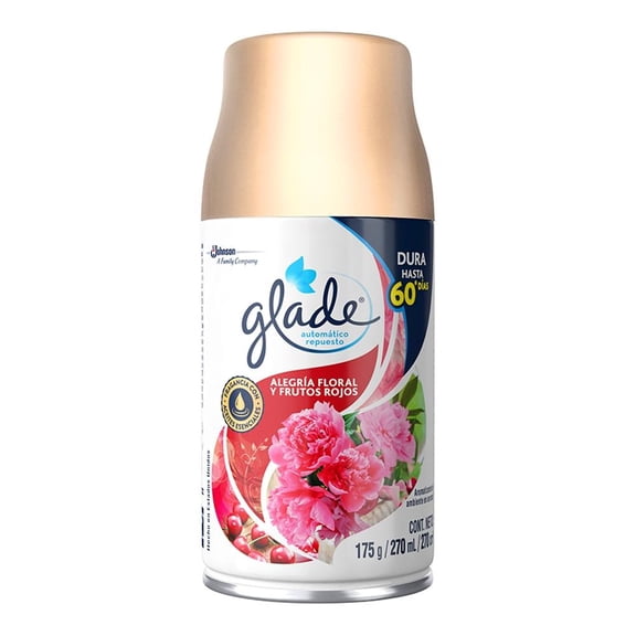 Repuesto de aromatizante ambiental Glade automático alegría floral y frutos rojos en aerosol 175 g