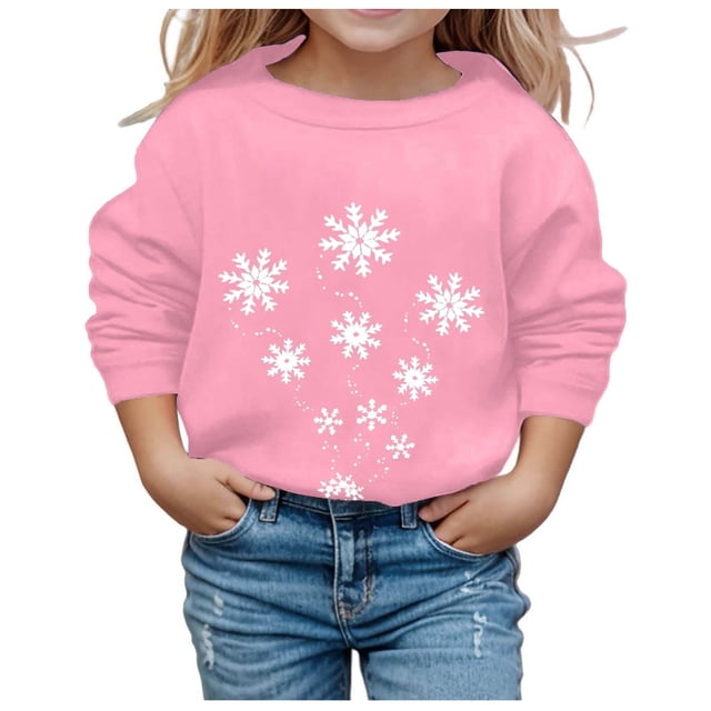 MIASHUI Chandail à Capuchon et Chandails en Molleton pour Filles - Automne Hiver Imprimé de Noël Col Rond Manches Longues Chandail en Molleton Décontracté pour Filles