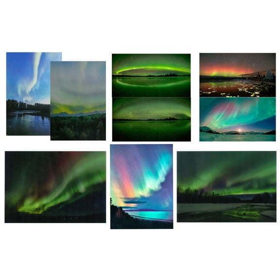 6 different AURORA BOREALIS Northern Lights - 3D Lenticular Postcard Greeting Cards