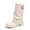 White, variant on Western Cowboy Mid Calf Boots with Round Toe and Heel Featuring Buckle Detail for Everyday Wear Comfortable Pull On Design