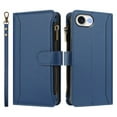 thumbnail image 2 of For iPhone 17e / 16e Wallet Phone Case-PU Leather Magnetic Flip Cover with 9 Credit Card Slots,Zipper Pocket & Detachable Wrist Strap,Shockproof,Dark Blue,For iPhone 17e / 16e, 2 of 7