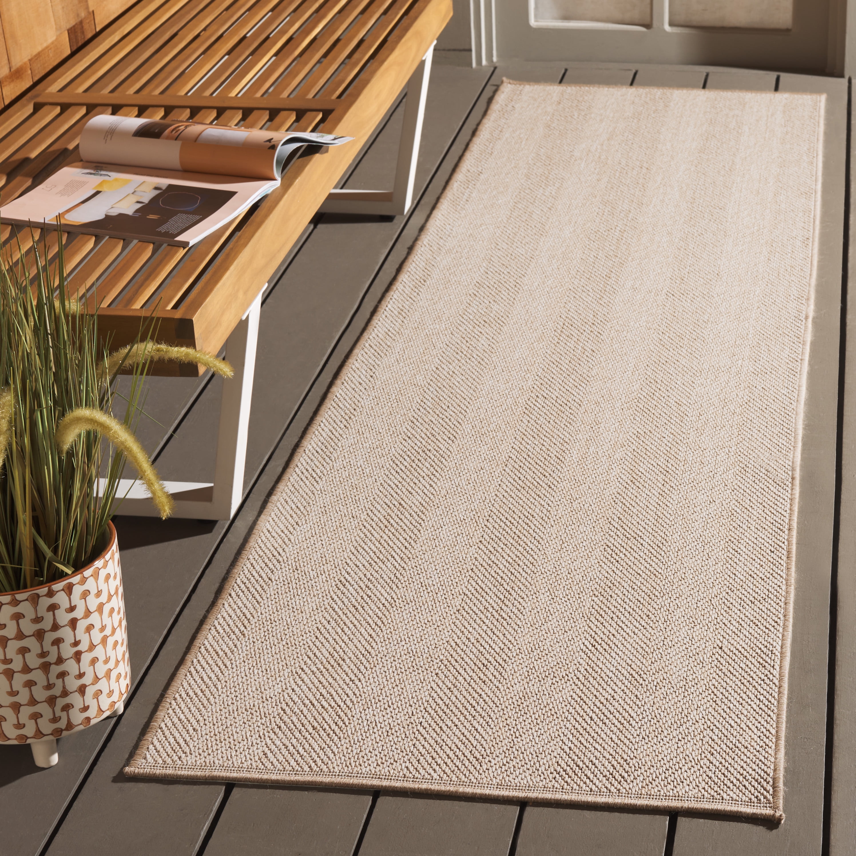 SAFAVIEH Sisal Performance Tendrils Solid Indoor/Outdoor Runner Rug, Beige, 2'2" x 8'