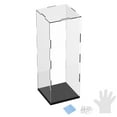 thumbnail image 1 of Caja de exhibición de acrílico de 1 paquete, 3.9x3.9x11.8 pulgadas/10x10x30cm Caja de exhibición clara de acrílico con base de madera negra [Negro, Transparente], 1 of 6
