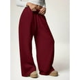thumbnail image 6 of Women'S Wide Leg Sweatpants Baggy Drawstring High Waisted Joggers Lounge Sweat Pants with Pockets Red XS, 6 of 9