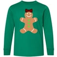 thumbnail image 3 of Inktastic Cute Gingerbread Girl with Red Plaid Bow Long Sleeve Youth T-Shirt, 3 of 5