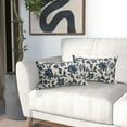 thumbnail image 6 of Navy Blue Floral Block Print Lumbar Pillow Covers 12x20 Set of 2 Rustic Old Style Vintage Flower Pattern Cream Decorative Rectangle Throw Pillow Cases Outdoor Farmhouse Decoration for Sofa Couch Bed, 6 of 6