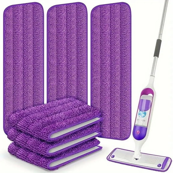 6 Pack Reusable Mop Pads Compatible with Swiffer PowerMop, Wood Floor Pads Microfiber Mop Replacement Refills Machine Washable for All Floor Surfaces，15.3 * 5.1 in,Purple